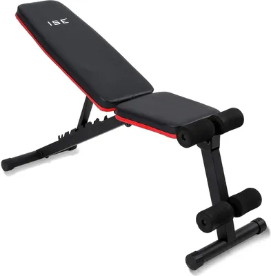 Produktbild von ISE Profi Hantelbank Multifunktion Tranings Fitness Bank klappbar übungsbank verstellbar für Bauch und Bein schrägbank, und  nach DIN EN 957, SY-5902