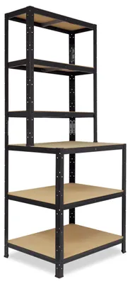 Image de shelfplaza BLACK 190x80x60 cm Étagère rangement établi en noir avec 6 étagères et une capacité de charge de 145 kg par étagère