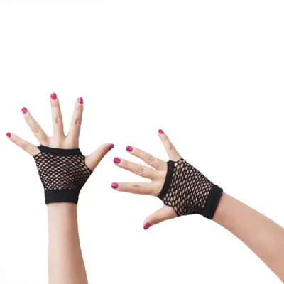 Produktbild von Oblique Unique Netzhandschuhe kurz fingerlos Party Karneval Fasching - schwarz