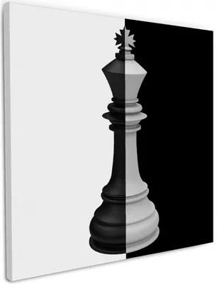 Produktbild von Wallario Premium Leinwandbild Schachfigur schwarz-weiß in Größe 50 x 50 cm