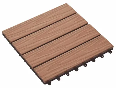 Zdjęcie produktu dla Płytki tarasowe vidaXL, wzór 3D, 11 szt., jasnobrązowe, 30 x 30 cm, WPC