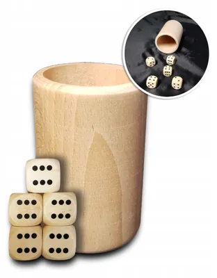 Produktbild von Holz Würfelbecher mit 5 Würfeln, Großes Set