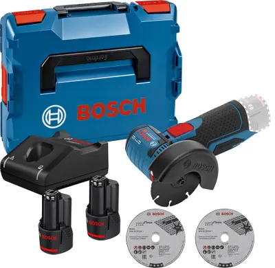 Image de Meuleuse d'angle 12V GWS 12V-76 + 2 batteries 3Ah + chargeur + coffret L-Boxx – BOSCH - 06019F200Y
