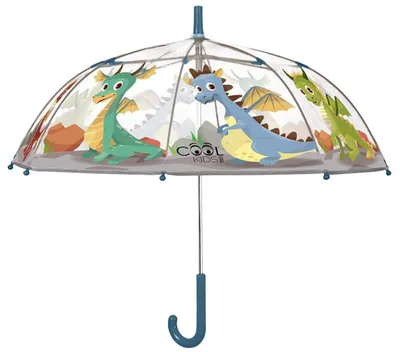 Zdjęcie produktu dla Parasol dla dzieci Dinozaury/smoki, transparentny 45/8 Perletti