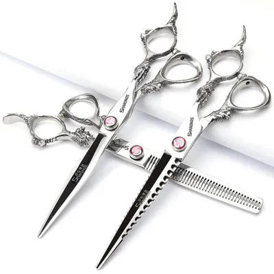 Produktbild von Friseurschere Effilierschere Haar 16.5 cm Edelstahl 3 Stück Set