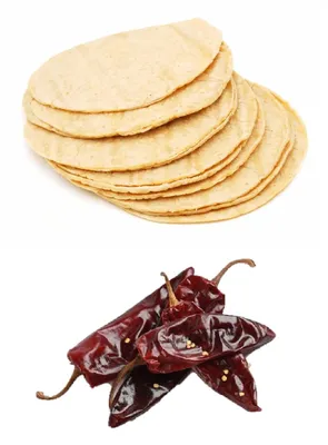 Immagine prodotto di Tortillas messicane genuine con nixtamal 500g & Peperoncino Guajillo, pezzi interi, essiccati al sole, 100g