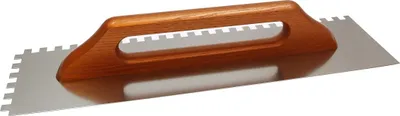 Image de Truelle En Acier Inoxydable Manche En Bois 130*380Mm Dent 8