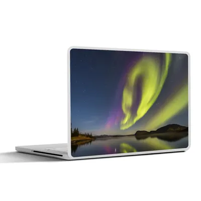 Produktbild von MuchoWow® Laptop Aufkleber Sticker Cover Nordlichter - Schweden - Lila - Wasser - Grün 31x22.5 cm - Laptop-Deko