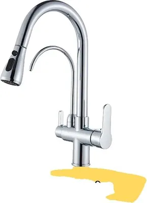 Obrázek produktu pro Kuchyňská baterie, dvojitá rukojeť, otočný výtok o 360 stupňů, chrom A