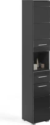 Produktbild von Hochschrank >Linus< in Schwarz Hochglanz - 30x182x31cm (BxHxT)