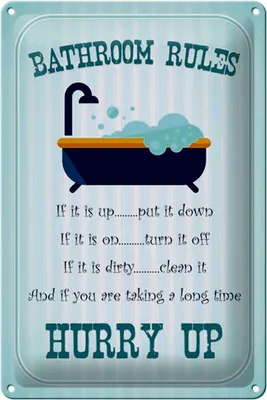 Produktbild von Blechschild Spruch 20x30cm Bathroom Rules if it is up put