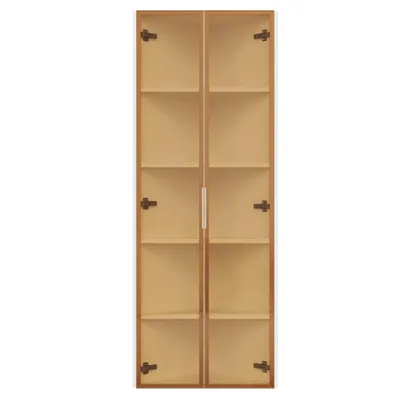 Produktbild von Flieks Glasvitrine mit LED-Beleuchtung 62x35x160 cm, Eckschrank Badschrank mit 2 Türen, Standschrank Hochschrank Weiß