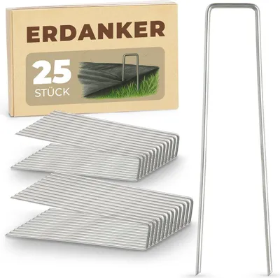 Produktbild von Novatool Heringe Erdanker 150x30x3mm 25 Stück, rostfrei langlebig & extrem stabil, Erdnägel Bodenhaken Erdhaken Bodenbefestigung Bodenverankerung, für Zelt Garten Unkrautvlies Landschaftsbau