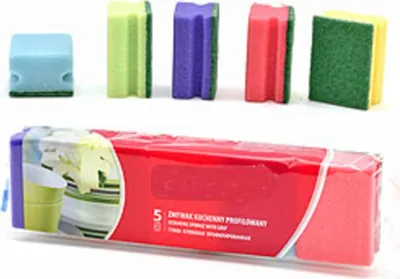 Produktbild von Farbige Küchenschwämme mit Griffleiste 5er-Set – Effektive Topfreinigung Spülschwamm