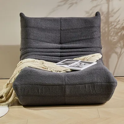Produktbild von STILVORA Indoor-Sitzsack Schlafsofas Lazy Sofa mit Rückenlehne, faltbarer Einzelsofa mit Hochelastischer Schwammrahmen, mit Fußstütze, Grau