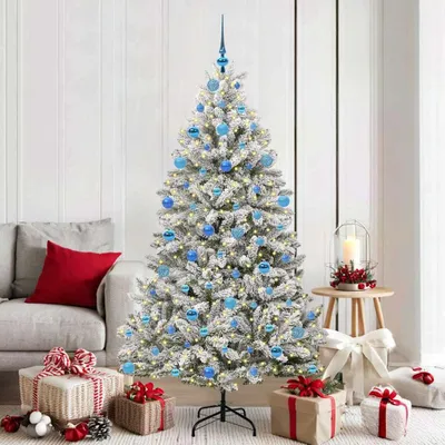 Immagine prodotto di Maison Exclusive - Albero di Natale artificiale verde e bianco, 180 cm, in PVC e metallo