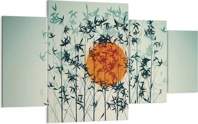 Produktbild von Bild auf Leinwand - Leinwandbild - 4 Teile - Westen Sonne Gras - 160x90cm - Wand Bild - Wanddeko - Wandbilder - Leinwanddruck - Bilder - Wanddekoration - Leinwand bilder - Wandbild - DL160x90-5104