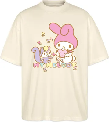 Produktbild von Spreadshirt My Melody Pflückt Mit Risu Herzblümchen Oversize Uni T-Shirt, XL, Natur