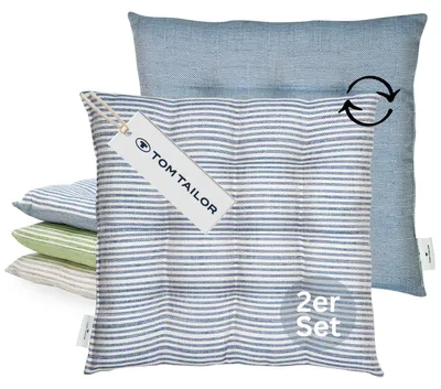 Image de Lot de 2 coussins d'assise TOM TAILOR FRESHSTRIPE2ER Bleu marine 40 x 40 cm