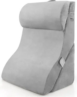 Immagine prodotto di Cuscino da lettura COSTWAY per letto e divano, cuscino per le vene per sollevare le gambe, set di 3 cuscini ortopedici a cuneo dopo le operazioni per russare, bruciore di stomaco e mal di schiena, grigio
