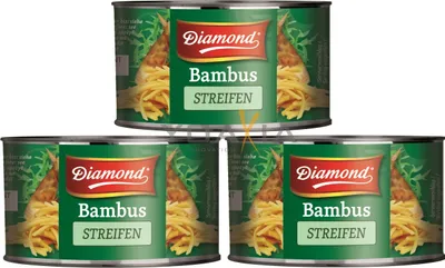 Produktbild von [ 3x 227g / 140g ATG ] DIAMOND Bambussprossen, Streifen | Bambus Streifen