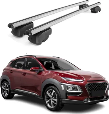Image de Barres de toit Transversales pour Hyundai Kona 2017-2023 Aluminium Gris ABE