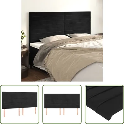 Produktbild von The Living Store Kopfteile 4 Stk. Schwarz 90x5x78/88 cm Samt