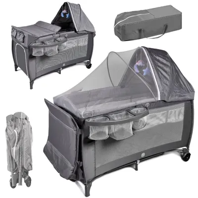 Produktbild von Baby-Reisebett, faltbar, 2-stufig, Matratze, Wickelauflage