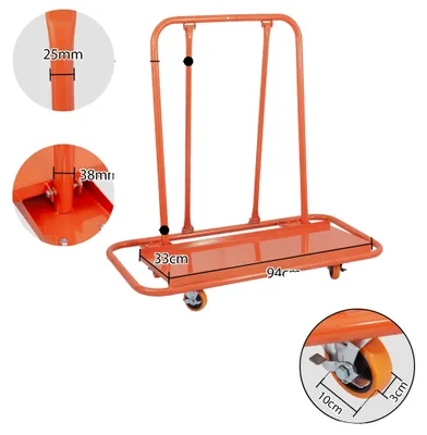 Obrázek produktu pro Vozík na přepravu desek, nosnost 1000 kg, robustní ocelová konstrukce, červený, 1000 kg