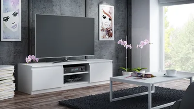 Zdjęcie produktu dla Topeshop RTV140 BIEL, Biały, Płyta wiórowa, Biały, Płyta wiórowa, 2 pół., Biały