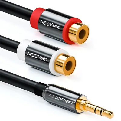 Produktbild von deleyCON 1m Stereo Audio Cinch auf Klinke Kabel 3,5mm - Schwarz