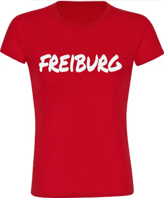 Produktbild von multifanshop Damen T-Shirt - Freiburg - Textmarker, rot, Größe M