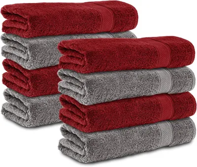Immagine prodotto di Asciugamani, set da 8, 50x100 cm, 100% cotone | Asciugamani in spugna morbidi e altamente assorbenti, ideali per il bagno, la doccia, la spa e per gli ospiti