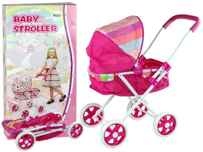 Produktbild von Kinderwagen für Puppen, rosa, mit Verdeck, 66 cm