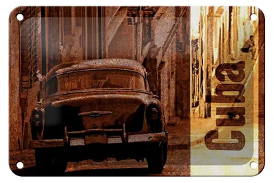 Produktbild von Blechschild Spruch 18x12cm Cuba Auto Oldtimer Retro
