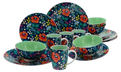 Produktbild von CreaTable, 17406, Folklore Blau, Kombiservice 16-tlg, Steinzeug