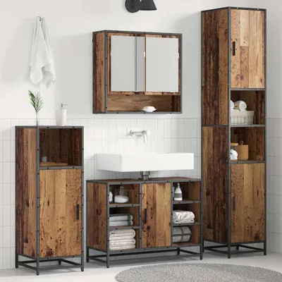 Immagine prodotto di Maison Exclusive - Set di mobili da bagno, 3 pezzi, realizzato in legno massello e materiale composito