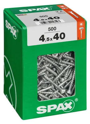 Produktbild von SPAX Universalschraube, 4,5 x 40 mm, 500 Stück, Teilgewinde, Senkkopf, T-STAR plus T20, 4CUT, WIROX - 4191010450406