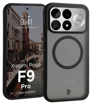 Produktbild von Handyhülle mit Magnetring für Xiaomi POCO F9 Pro, Bizon Case MatteO, Getönt-Schwarz