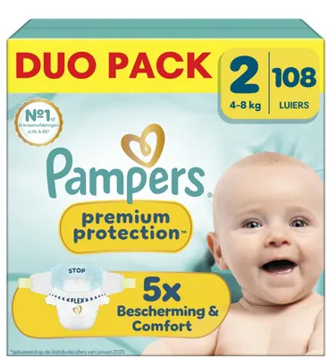 Produktbild von Pampers Premium Protection Windeln, Größe 2, 108 Stück, für Kinder von 4-8 kg
