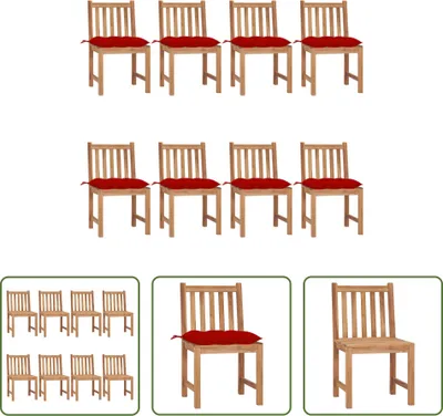 Produktbild von The Living Store Gartenstühle 8 Stk. mit Kissen Massivholz Teak