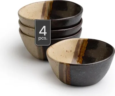 Produktbild von Snackschalen - Ø 9 cm - Schwarz - Braun - Keramik - matt - 4er Set