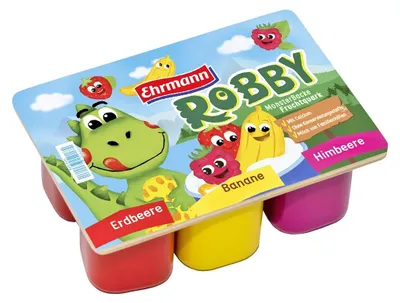 Produktbild von Tanner - Der kleine Kaufmann DEKO Ehrmann Robby Früchte Quark (Kaufladenzubehör, 6-er pack aus Holz, scannbar) 0997.2