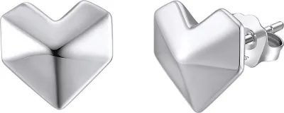 Produktbild von GeoHeart – Herz Ohrstecker aus 925 Silber, modern & glänzend – Vergoldet