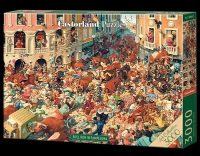 Image de Puzzle 3000 pièces Bull Run à Pampelune - Art Collection Castorland 300648