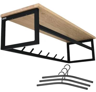 Produktbild von Wandgarderobe mit Ablage aus Eiche und Metall - ohne Baumkante