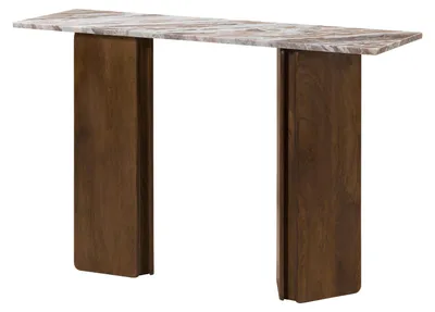 Produktbild von MASSIVMOEBEL24Konsolentisch Mango 130x40x80 braun lackiert / Marmor beige LUGANO #205