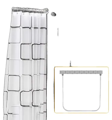 Obrázok produktu pre Sprchová tyč, tvar U, nerezová oceľ, montáž na stenu, priemer 2,2 cm, strieborná