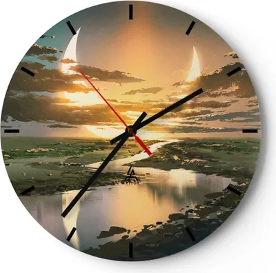 Produktbild von Wanduhr - Rund - Glasuhr - natur natur - 40x40cm - Schleichendes Uhrwerk - Lautlos - zum Aufhängen bereit - Dekoration Modern - Wanddekoration aus Glas - C3AR40x40-4042