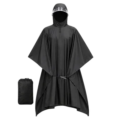 Produktbild von Regencape Regenponcho 3 in 1 Regenjacke Herren Wasserdicht Regenmantel Damen mit Kapuze, Wandern Festival Reisen Backpacking